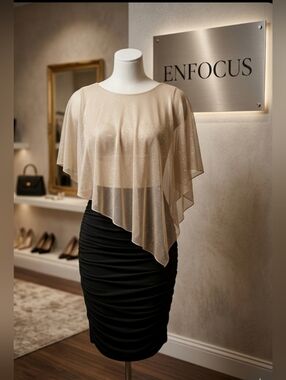 ENFOCUS STUDIO Glitter Popover Slimming Cocktail Dress